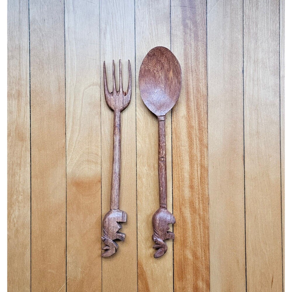 Handcarved Wooden Rhino Salad Servers from Mali